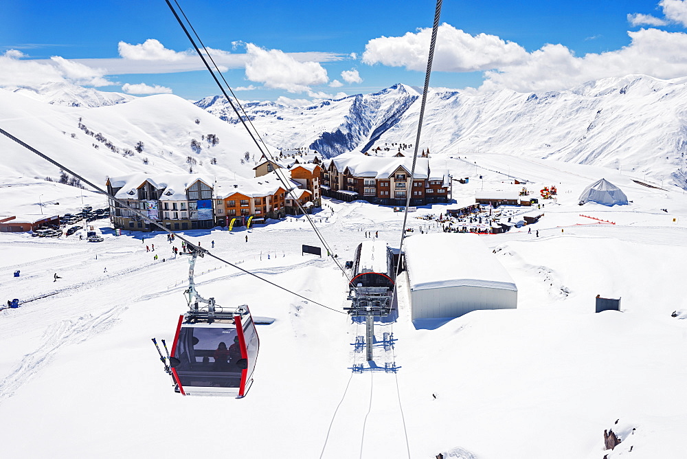 Eurasia, Caucasus region, Georgia, Gudauri ski resort, gondola lift Gondola lift, Gudauri ski resort, Georgia, Caucasus region, Central Asia, Asia